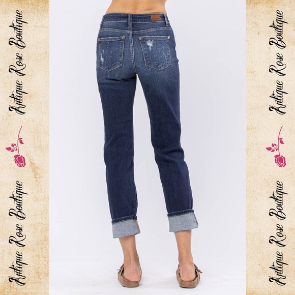 🌹 Judy Blue Bleach Splash Boyfriend Jeans - Picture 4 of 10